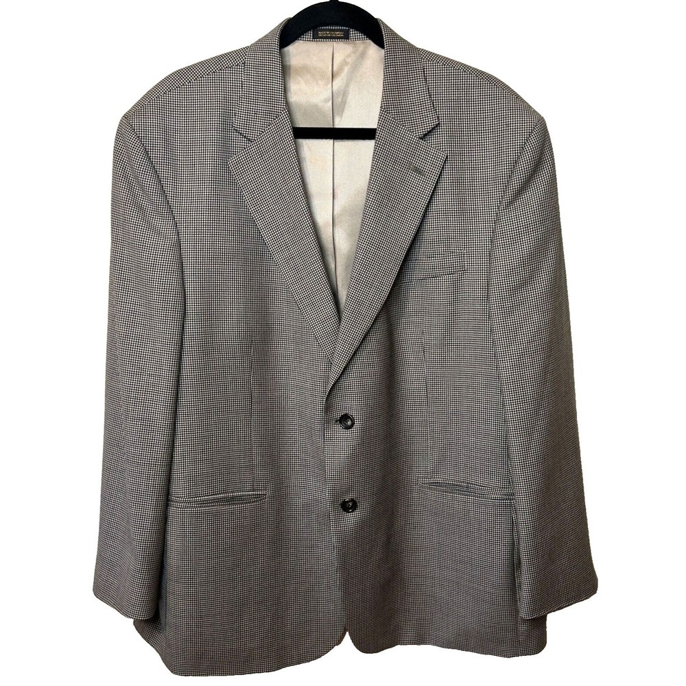Stafford Men's 100% Wool Sport Coat Blazer Brown Houndstooth Size 44S MSRP $200